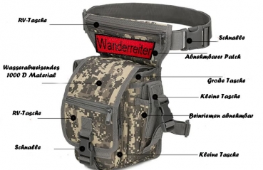 Wanderreiter-Tasche "Crazy Rider on Tour"  in Pixel-Camouflage Green